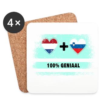 Drapeau 100% Genius de la Slovénie et des Pays-Bas - Dessous de verre (lot de 4) - blanc - Devant