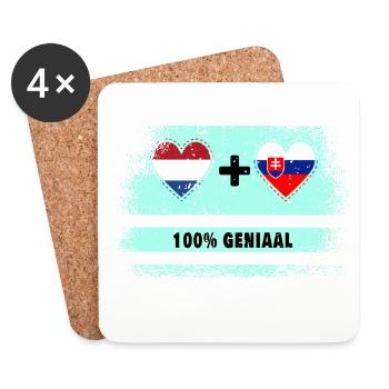 Slowakei und Niederlande 100% Genius Flagge - Untersetzer (4er-Set) - Weiß - Vorne