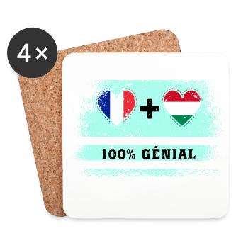 France et Hongrie Drapeau 100% génial - Dessous de verre (lot de 4) - blanc - Devant