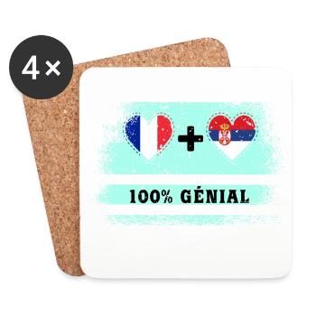 Drapeau France et Serbie 100% génial - Dessous de verre (lot de 4) - blanc - Devant