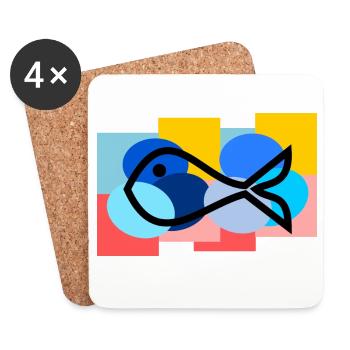SARDINE. FISH. APRIL FOOL. EASTER. SEA - Coasters (set of 4) - white - Front