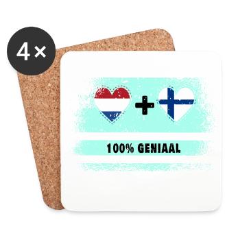 Drapeau 100% Genius de la Finlande et des Pays-Bas - Dessous de verre (lot de 4) - blanc - Devant