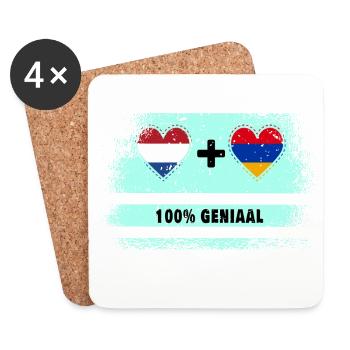 Armenien und die Niederlande 100% Genius Flagge - Untersetzer (4er-Set) - Weiß - Vorne