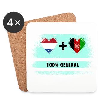 Afghanistan et Pays-Bas 100% Genius flag - Dessous de verre (lot de 4) - blanc - Devant