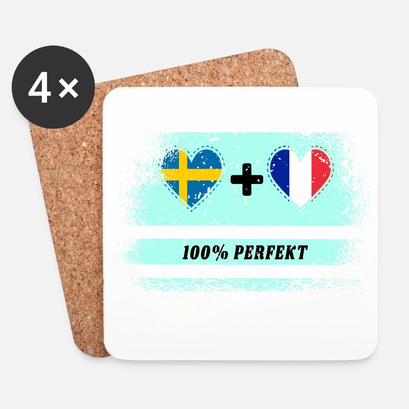 Frankreich und Schweden 100% perfekt / Geschenk - Untersetzer (4er-Set) - Weiß