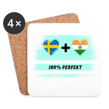 Inde et Suède 100% Parfait / Cadeau - Dessous de verre (lot de 4) - blanc - Devant