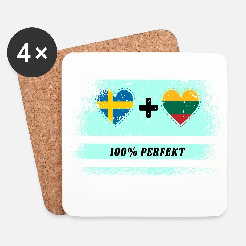 Litauen und Schweden 100% perfekt / Geschenk - Untersetzer (4er-Set) - Weiß