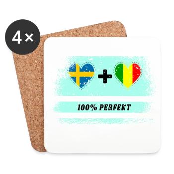 Mali et Suède 100% Parfait / Cadeau - Dessous de verre (lot de 4) - blanc - Devant