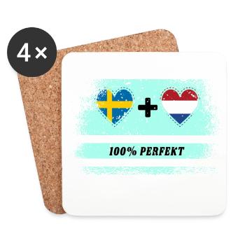 Niederlande und Schweden 100% perfekt / Geschenk - Untersetzer (4er-Set) - Weiß - Vorne