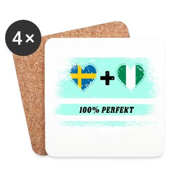 Nigeria et Suède 100% Parfait / Cadeau - Dessous de verre (lot de 4) - blanc - Devant