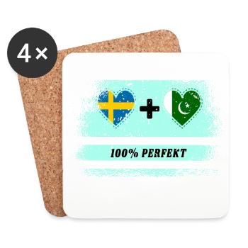 Pakistan et Suède 100% Parfait / Cadeau - Dessous de verre (lot de 4) - blanc - Devant