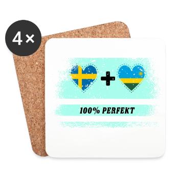 Ruanda und Schweden 100% Perfekt / Geschenk - Untersetzer (4er-Set) - Weiß - Vorne