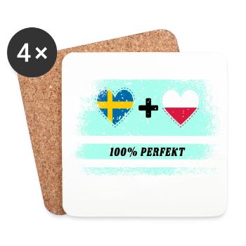Pologne et Suède 100% parfait / cadeau - Dessous de verre (lot de 4) - blanc - Devant