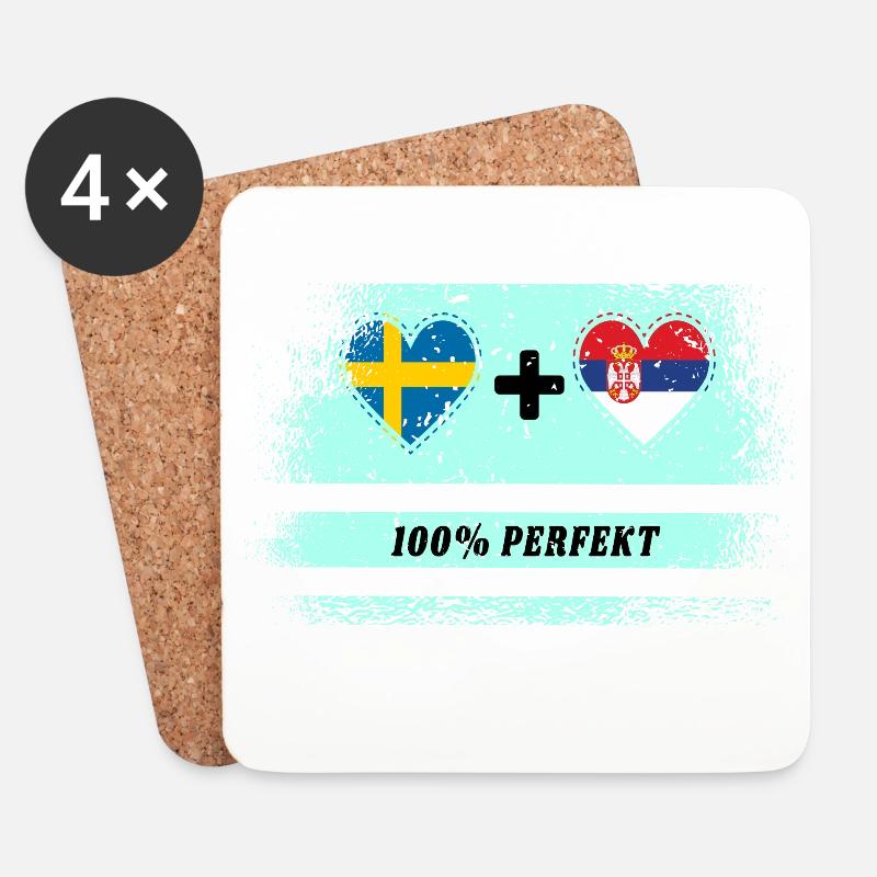 Serbien und Schweden 100% perfekt / Geschenk - Untersetzer (4er-Set) - Weiß