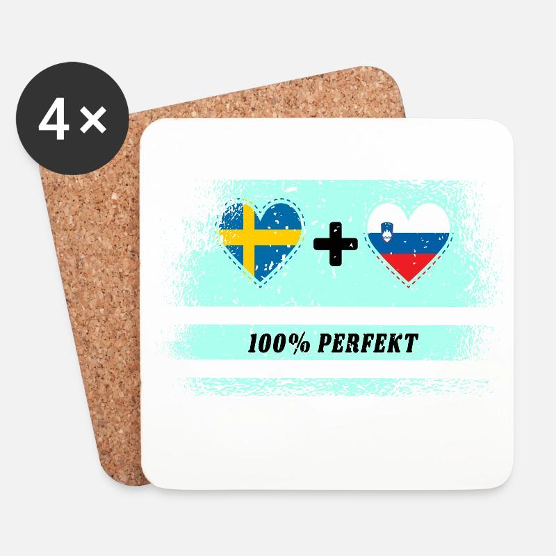 Slowenien und Schweden 100% perfekt / Geschenk - Untersetzer (4er-Set) - Weiß