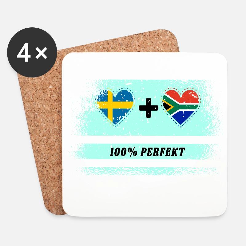 Südafrika & Schweden 100% perfekt / Geschenk - Untersetzer (4er-Set) - Weiß