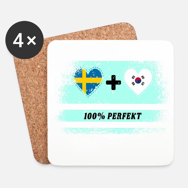 Südkorea und Schweden 100% perfekt / Geschenk - Untersetzer (4er-Set) - Weiß