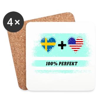 USA et Suède 100% parfait / cadeau - Dessous de verre (lot de 4) - blanc - Devant