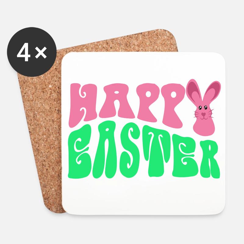 Frohe Ostern - Happy Easter - Untersetzer (4er-Set) - Weiß