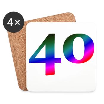 schönes oberteil, 40 buntes Farbenmuster - Untersetzer (4er-Set) - Weiß - Vorne