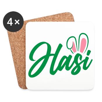 Hasi - süße Häschenohren | Farben änderbar - Untersetzer (4er-Set) - Weiß - Vorne