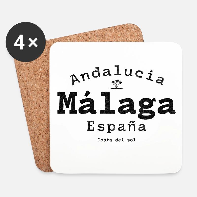 Andalusien Málaga Costa del Sol Grafik - Untersetzer (4er-Set) - Weiß