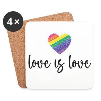 Pride Month - Love is Love - Coasters (set of 4) - white - Front