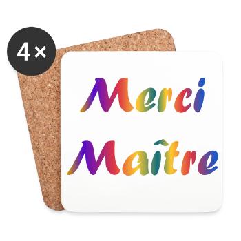 MAÎTRE. MERCI. MERCI MAÎTRE. CADEAU MAÎTRE. ECOLE - Dessous de verre (lot de 4) - blanc - Devant