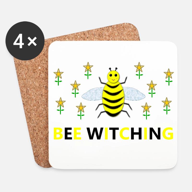 Bee Witching Pagan Bee and Pentacle Daffodils - Coasters (set of 4) - white
