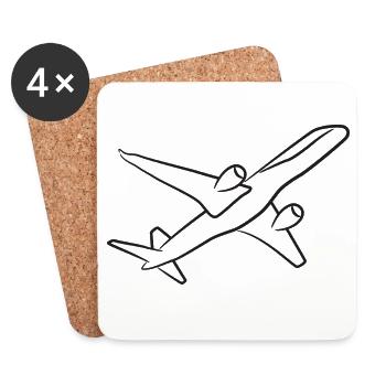 Avion - Dessous de verre (lot de 4) - blanc - Devant