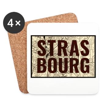 Strasbourg City Map Print - Coasters (set of 4) - white - Front