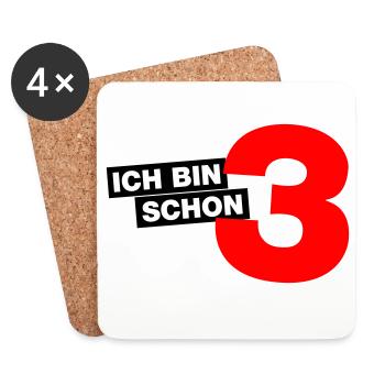 Ich bin schon 3 - Untersetzer (4er-Set) - Weiß - Vorne