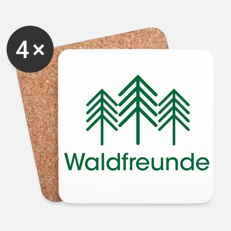 Waldfreunde Logo icon Gemeinschaft Symbol Bäume - Untersetzer (4er-Set) - Weiß