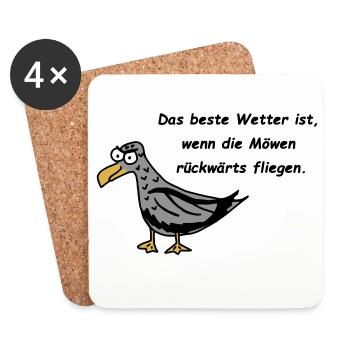 Möwe - Das beste Wetter ist, wenn die Möwen ... - Untersetzer (4er-Set) - Weiß - Vorne