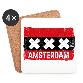 Amsterdam X Graffiti Grunge - Dessous de verre (lot de 4) - blanc - Devant