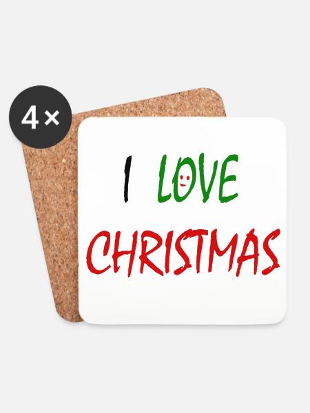 Ich liebe Weihnachten - Untersetzer (4er-Set) - Weiß