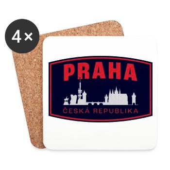 Praha Skyline Silhouette - Untersetzer (4er-Set) - Weiß - Vorne