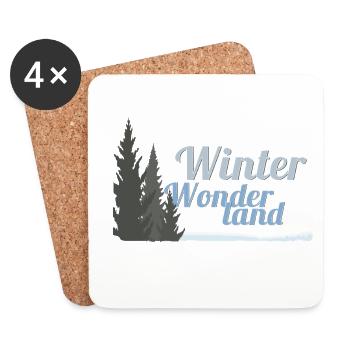Arbres au pays des merveilles d’hiver - Dessous de verre (lot de 4) - blanc - Devant
