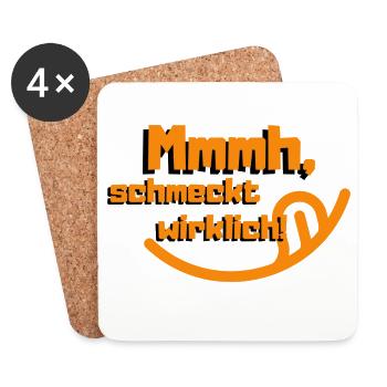 Mmmh, schmeckt wirklich | Cool & lecker - Untersetzer (4er-Set) - Weiß - Vorne