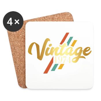 Vintage 1974 Geburtstag Sprüche Retro Stil - Untersetzer (4er-Set) - Weiß - Vorne