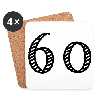 60. 60 JAHRE. 60-JÄHRIGES JUBILÄUM. 60. GEBURTSTAG. - Untersetzer (4er-Set) - Weiß - Vorne