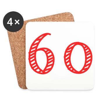 60. 60 ANS. 60e ANNIVERSAIRE. ANNIVERSAIRE 60 ANS. - Dessous de verre (lot de 4) - blanc - Devant