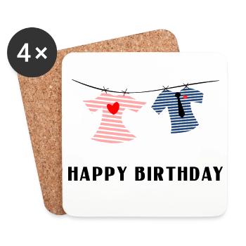 HAPPY BIRTHDAY - Dessous de verre (lot de 4) - blanc - Devant