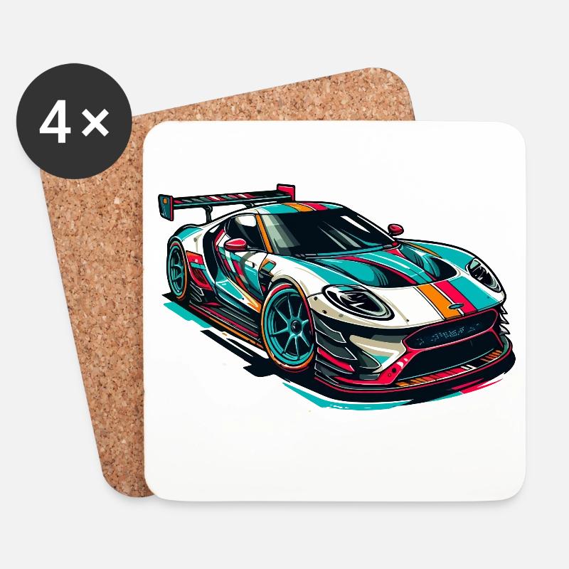 Sportwagen - Untersetzer (4er-Set) - Weiß