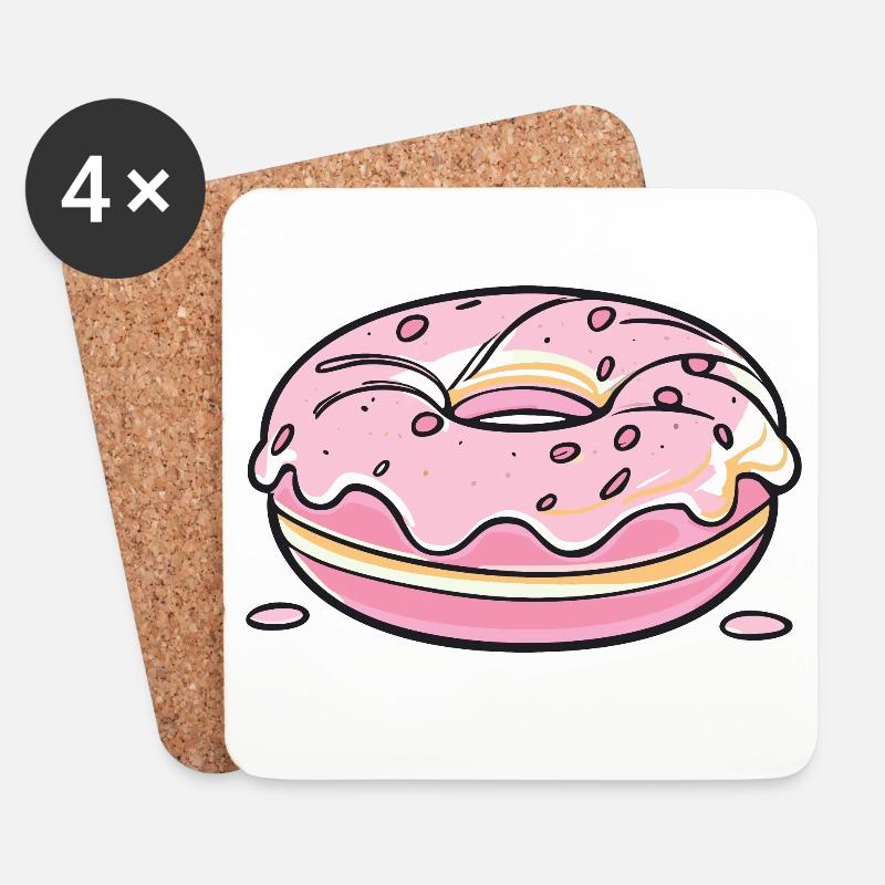Donut - pink - Untersetzer (4er-Set) - Weiß