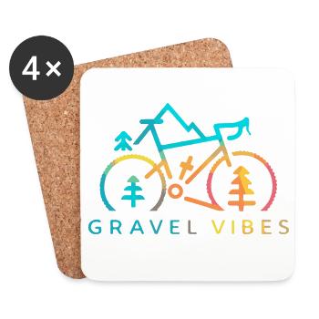 Lebendige Gravelbike-Trail-Grafik - Untersetzer (4er-Set) - Weiß - Vorne