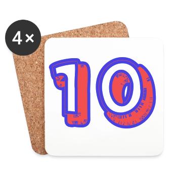 10. 10 YEARS. 10th ANNIVERSARY. 10 YEAR ANNIVERSARY. - Coasters (set of 4) - white - Front
