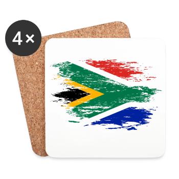 Drapeau de l’Afrique du Sud utilisé - Dessous de verre (lot de 4) - blanc - Devant