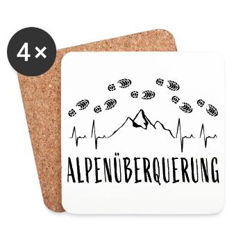 Alpenüberquerung E5 Herzschlag Fußabdrücke - Untersetzer (4er-Set) - Weiß - Vorne