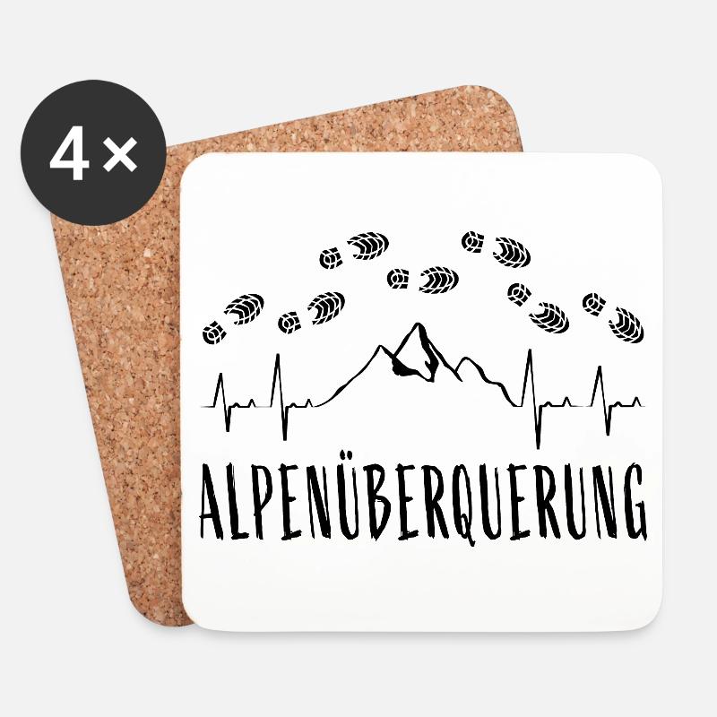 Alpenüberquerung E5 Herzschlag Fußabdrücke - Untersetzer (4er-Set) - Weiß